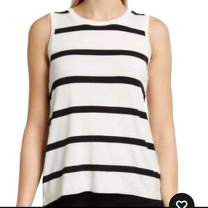 Halogen Striped Sleeveless Top Sz XSmall Black and White